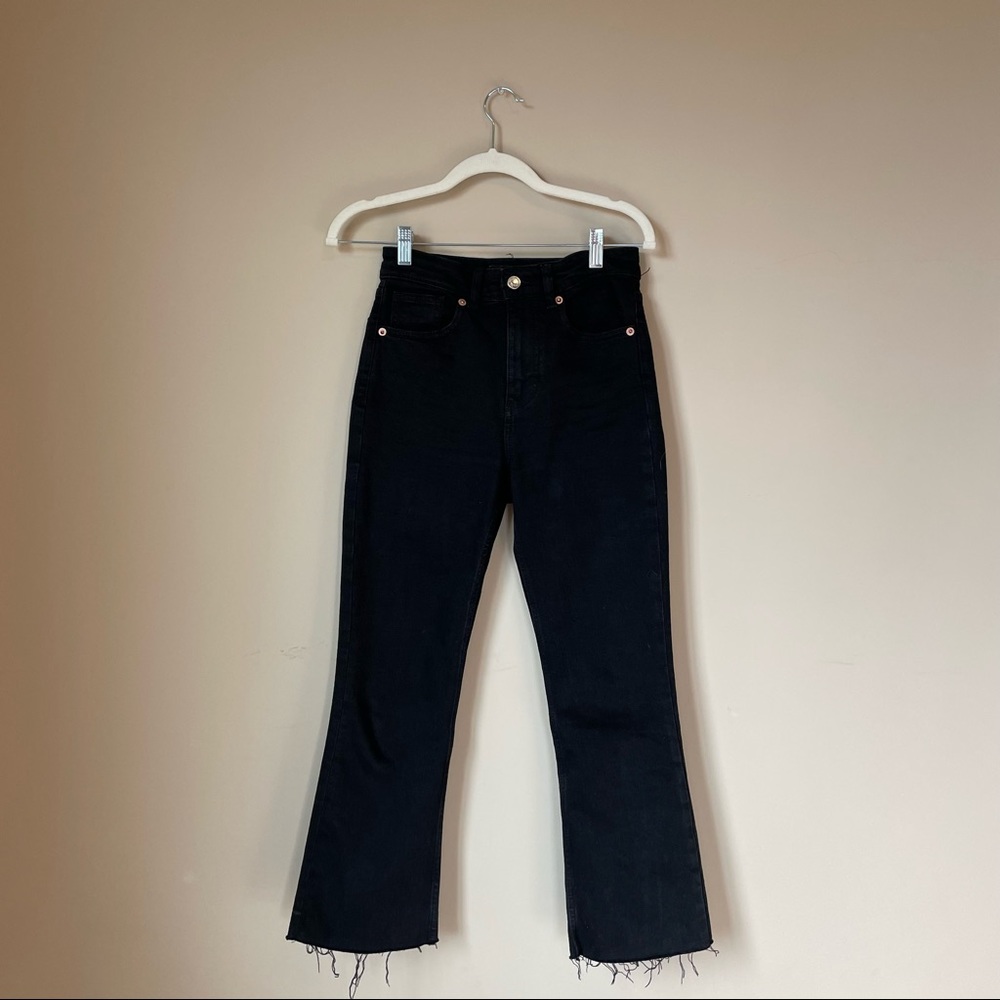 ZARA HIGH WAISTED STRAIGHT LEG BLACK JEANS